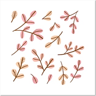 Cute pink leaves Posters and Art